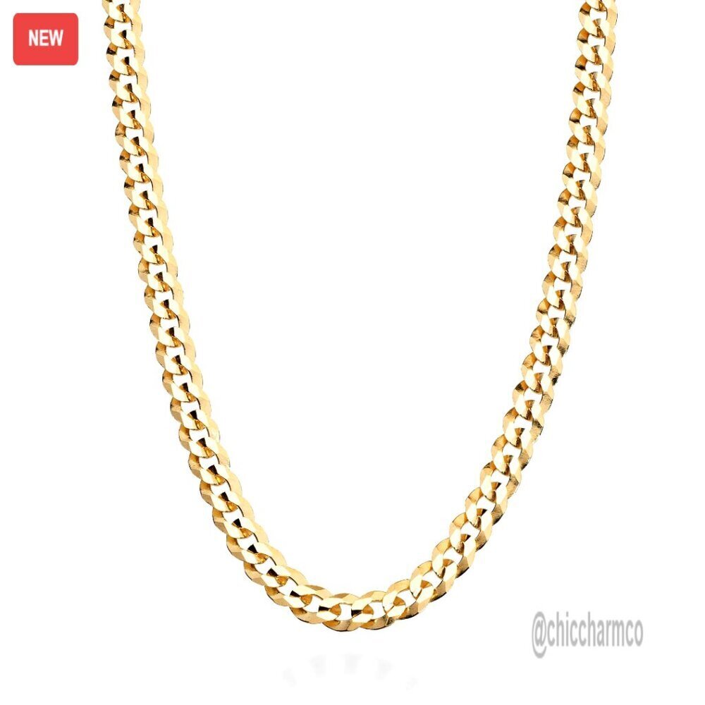 5mm Diamond-Cut Cuban Link Chain Necklace 22" Sterling Silver